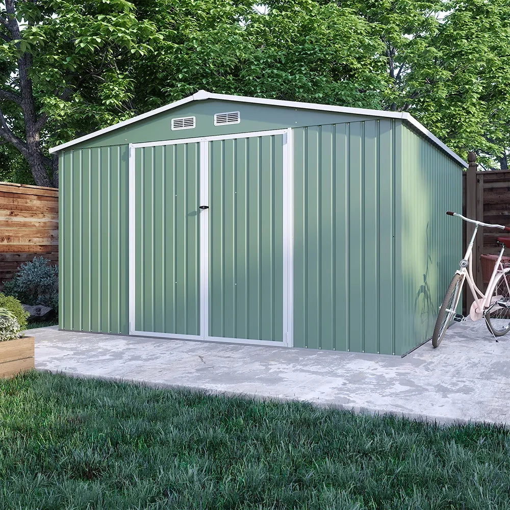 Casetta da giardino in acciaio zincato verde 3,21x2,77xh2,17 m - 129kg - 8,9 metri quadri
