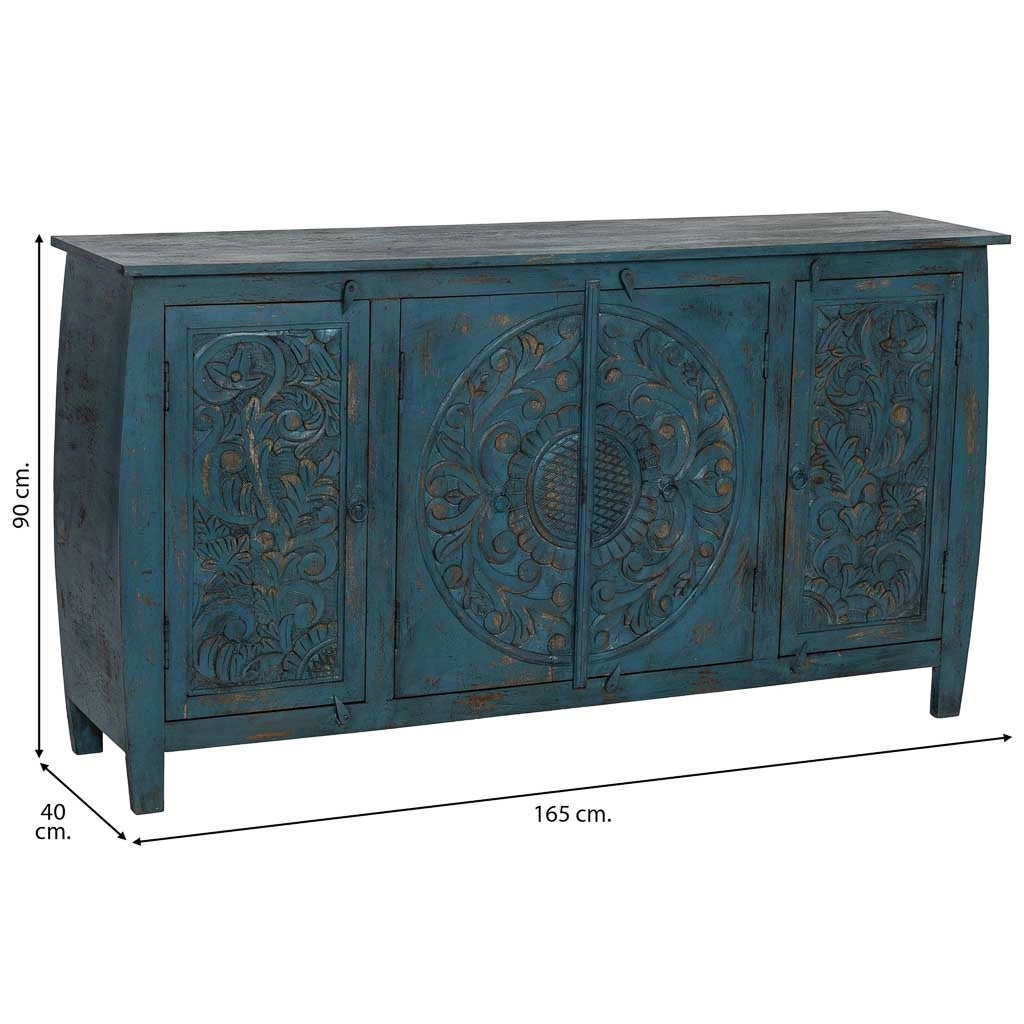 Credenza in legno blu 165x40x90h cm