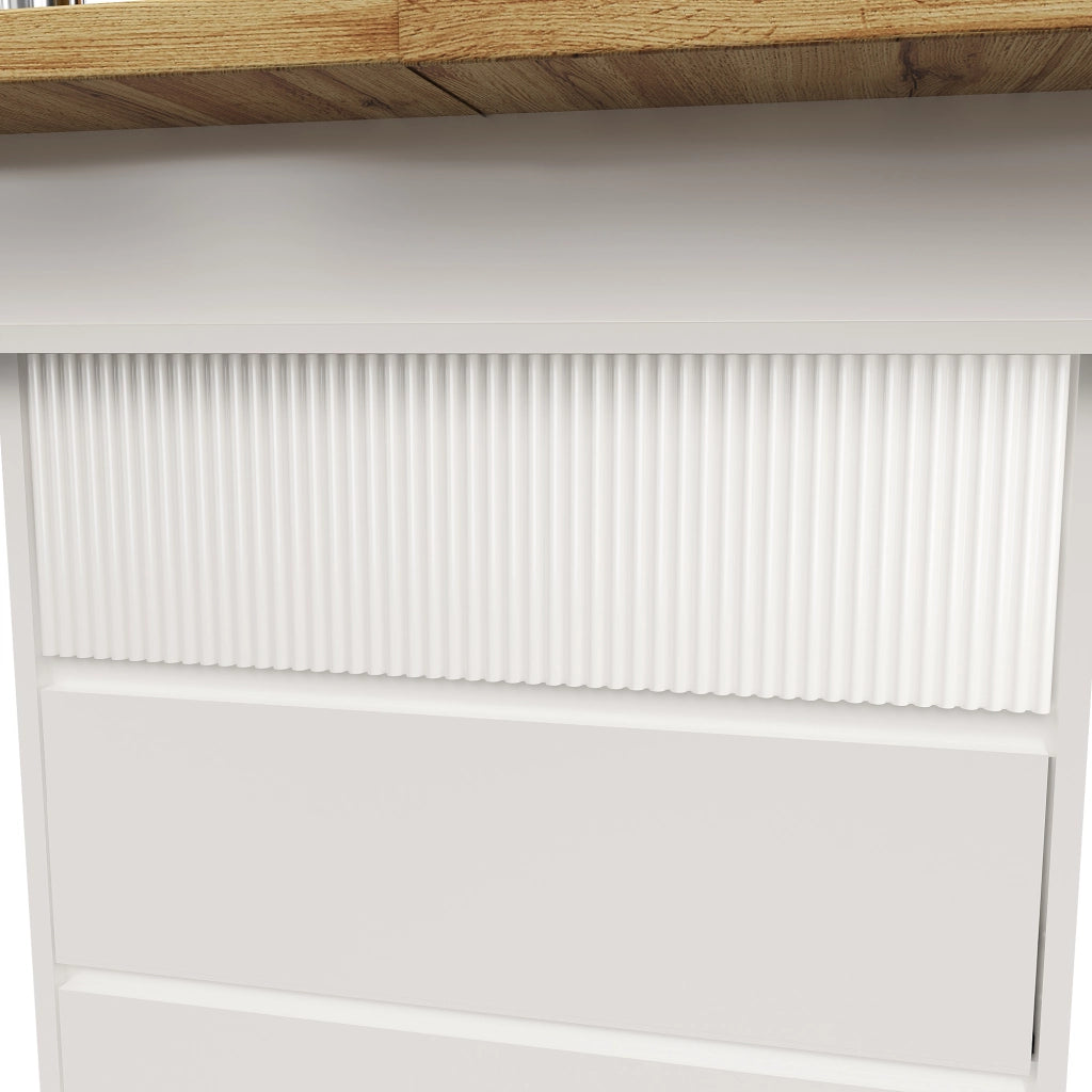 Tavolo da pranzo allungabile in MDF con vano contenitore e chiusura ammortizzata, per cucina e soggiorno, bianco