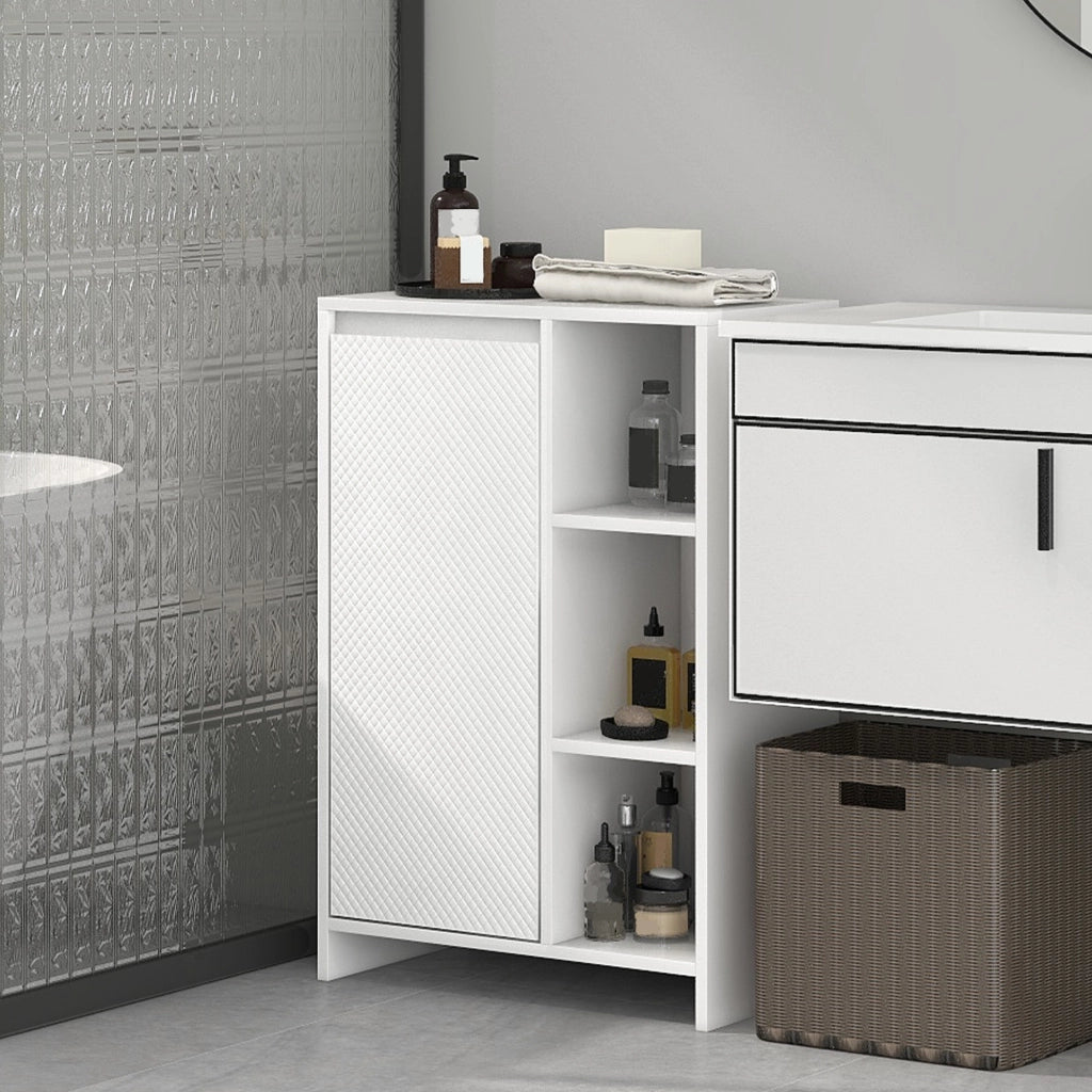 Mobile Bagno con Armadietto e Ripiani Aperti ¨C Zephmum ¨C Bianco 53x30x80cm