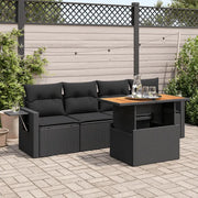 Set Divani da Giardino 5 pz con Cuscini in Polyrattan Nero 3327093