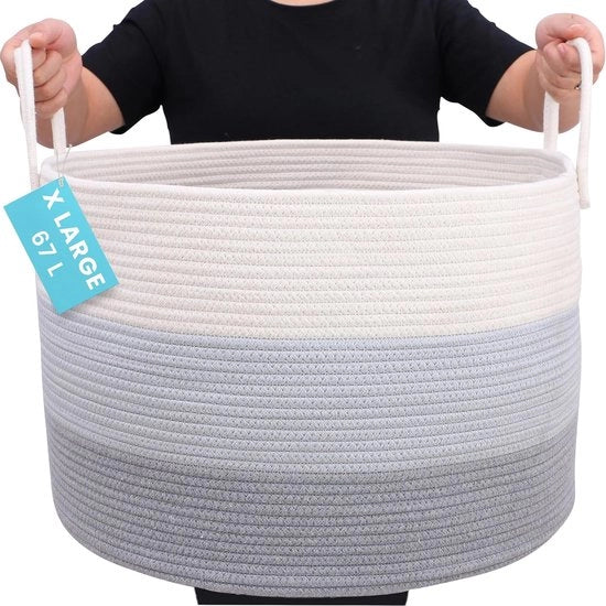 Dipendente XXL in cotone per coperte | cassetti per corde per l'organizzazione | cassetti per la biancheria e cassetti per la nursery | contenitore decorativo per coperte e cassetti per giocattoli 50x33cm - 3 tonalità di marrone scuro