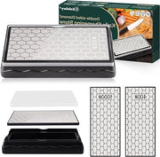 Pietra di affilatura a doppia faccia per affilatura di coltelli e utensili da taglio - Piastre di affilatura a tessuto di api - Base antiscivolo - Coltelli da cucina e da esterno - 400/1000 grana - 150 x 63 mm
