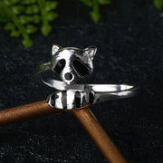 Anello aperto per anello di apertura - Anello animale con ombra - Anello regolabile - Anello per dito - Anello creativo argentato - Accessori per gioielli per donne e uomini.