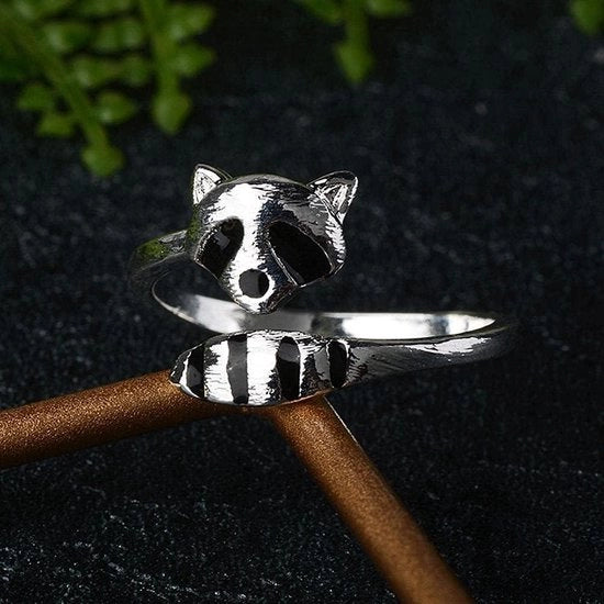 Anello aperto per anello di apertura - Anello animale con ombra - Anello regolabile - Anello per dito - Anello creativo argentato - Accessori per gioielli per donne e uomini.