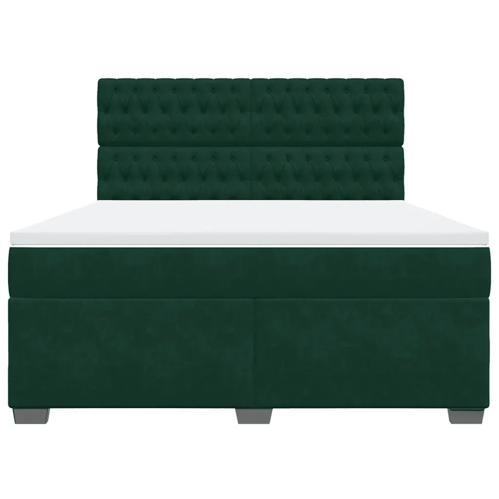 Giroletto a Molle con Materasso Verde Scuro 180x200 cm Velluto