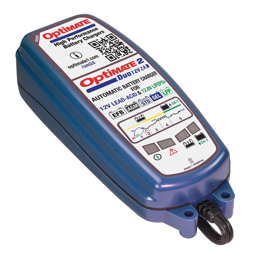 CARICABATTERIE OPTIMATE 2 DUO PER BATTERIE DA 12V / 12,8V 2A