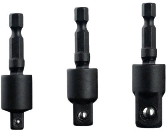Stang di connessione 360 gradi, chiave 1/2 elettrica a momento a 6 lobi, testa a 6 lobi, adattatore di testa quadrata, stanghette di connessione rotativa universale, attrezzo per ferramenta in acciaio, colore nero