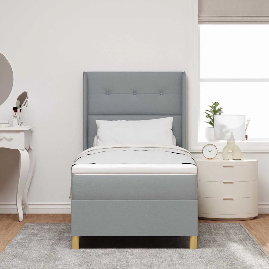 Letto a molle con materasso Grigio chiaro 140 x 200 cm Tessuto 3343679