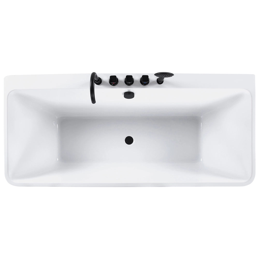 Vasca da bagno in acrilico bianco rettangolare 170 x 75 cm da appoggio a parete