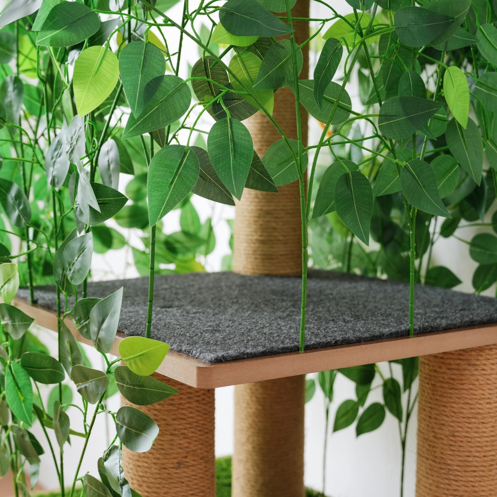 Tiragraffi ad Albero per Gatti con Tane ¨C MINIMAL ¨C MDF impermeabile, 158 cm, 3 piattaforme