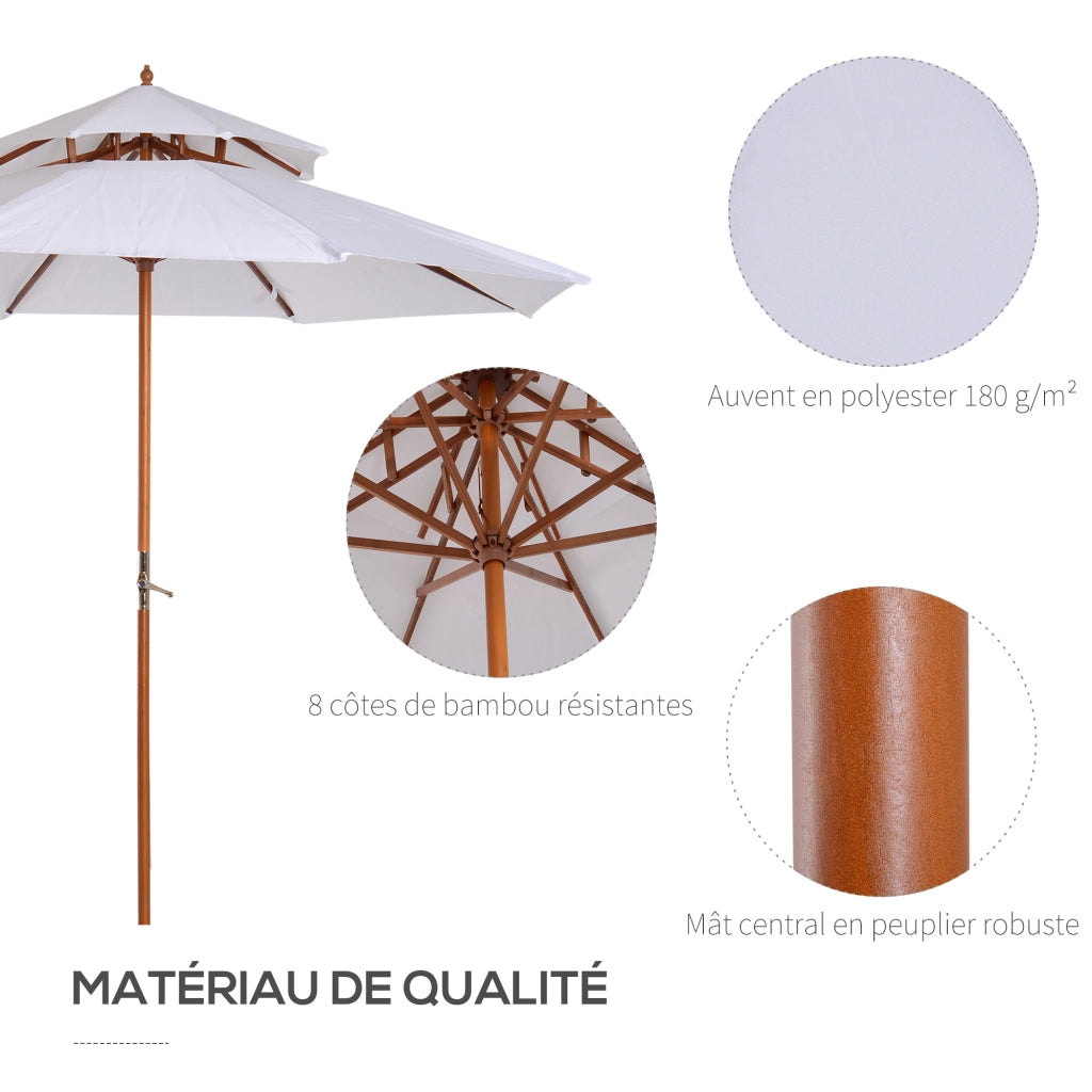 Ombrellone da giardino rotondo in legno ¨C zephmum ¨C bianco 2.7x2.6 m