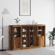 Credenza  con Luci LED Legno Antico 163x37x100 cm Legno Recuperato