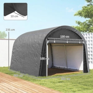 Tenda magazzino da esterno 3x3 m in acciaio e PE grigio con 2 porte avvolgibili