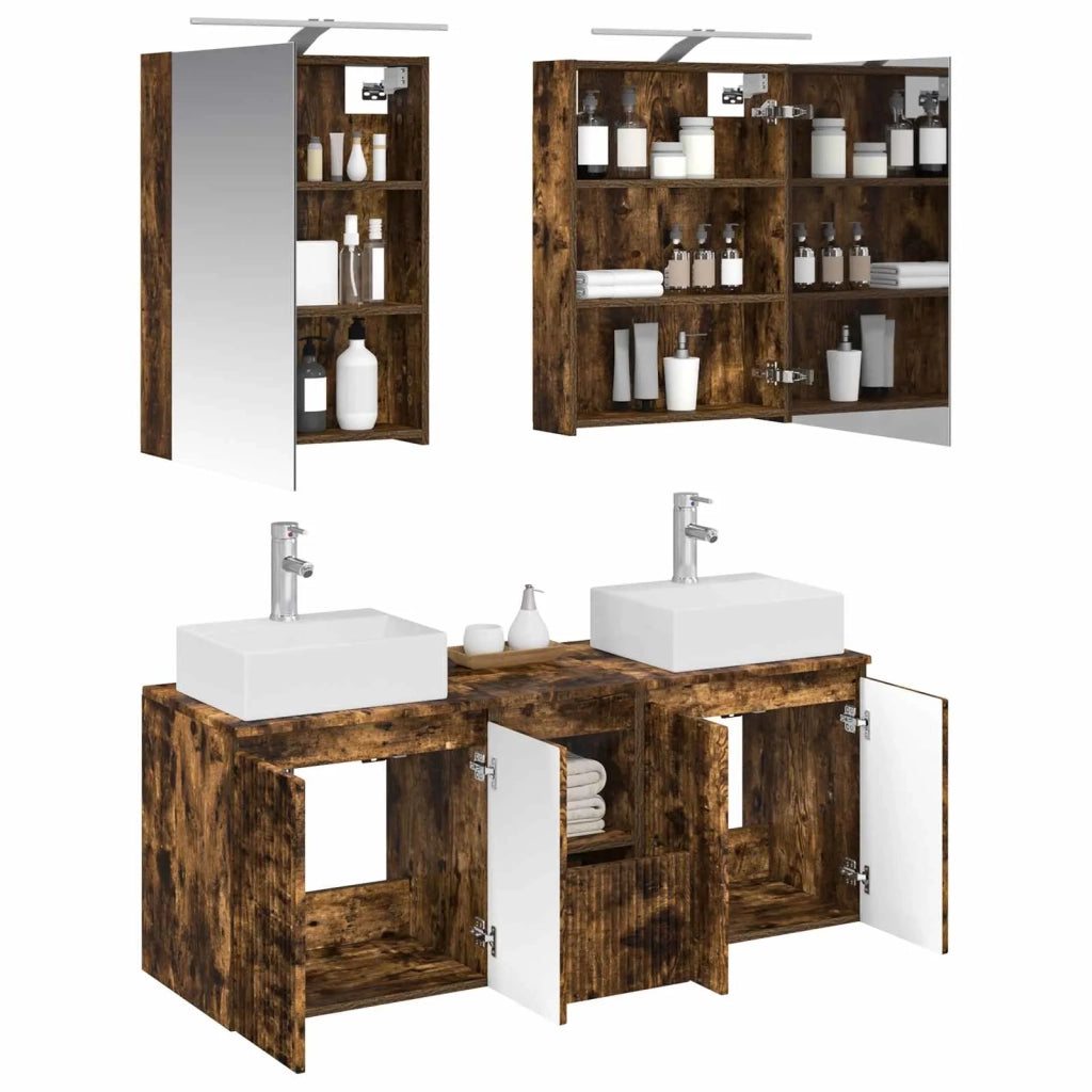 Set di Armadi da Bagno 5 pcs Rovere Fumo Legno ingegnerizzato 3406395