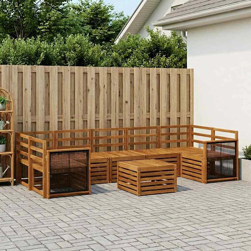 Set di divani da esterno 8 pz Naturale Legno di Acacia Massello 3384140