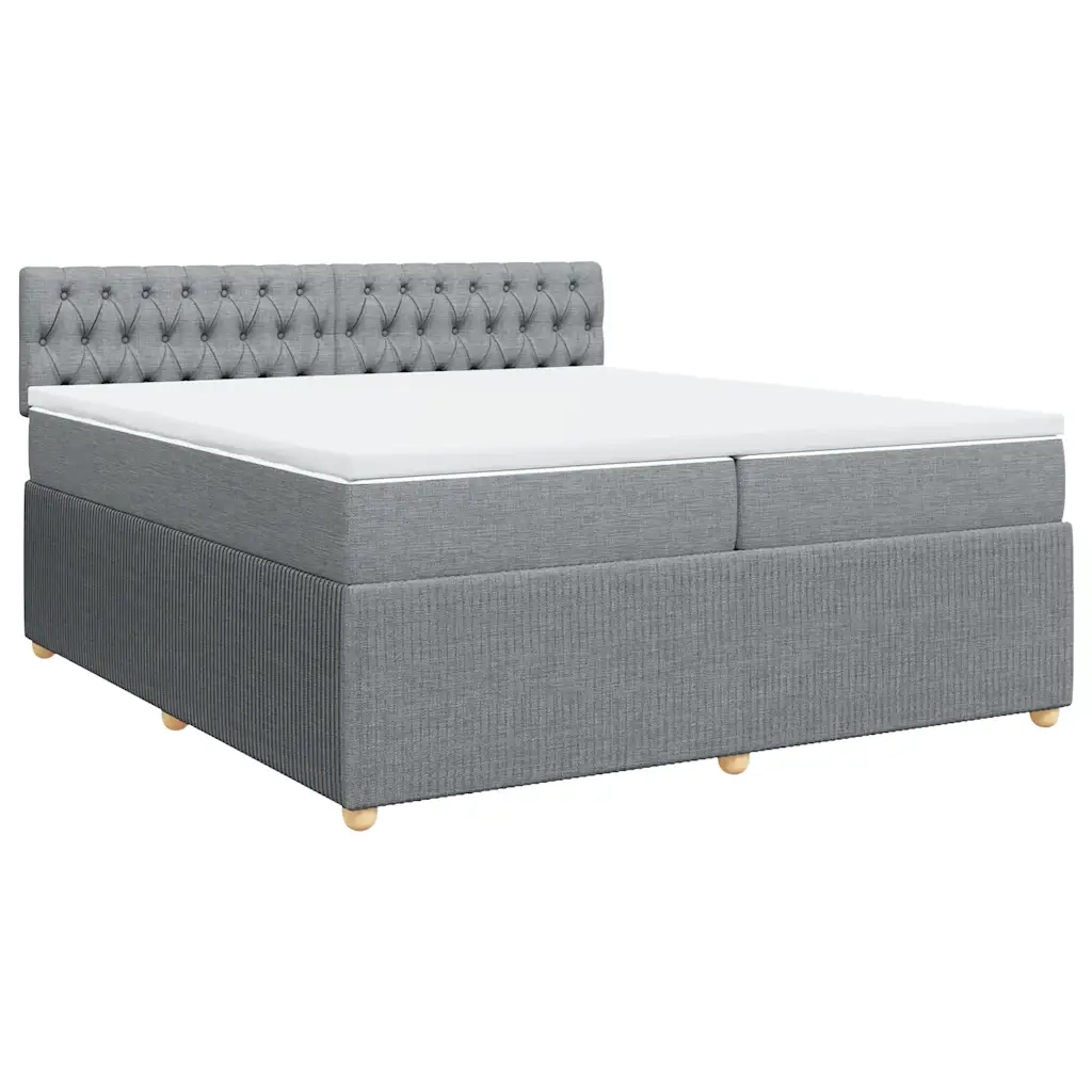 Giroletto a Molle con Materasso Grigio Chiaro 200x200cm Tessuto