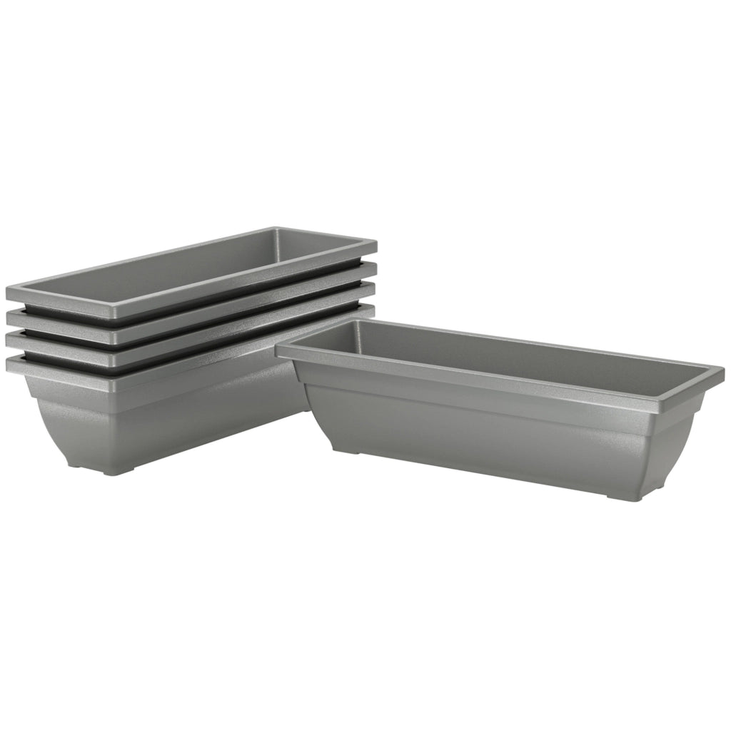 Set di 5 vasi da esterno impilabili grigi in plastica 59 x 21 x 16 cm
