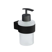 Dispenser sapone a muro in zinco nero opaco e bicchiere in vetro | Brush