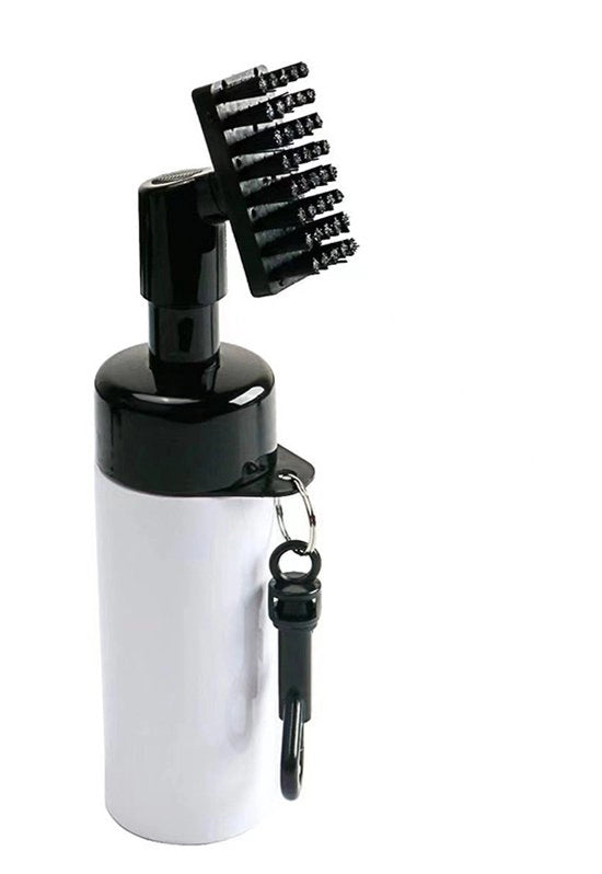 Pulitore di fessure per mazze da golf con spruzzatore integrato e uncino, spazzola per pulire fessure per mazze da golf, spazzola umida per mazze, pulitore per palloni da golf con flacone di acqua espansa