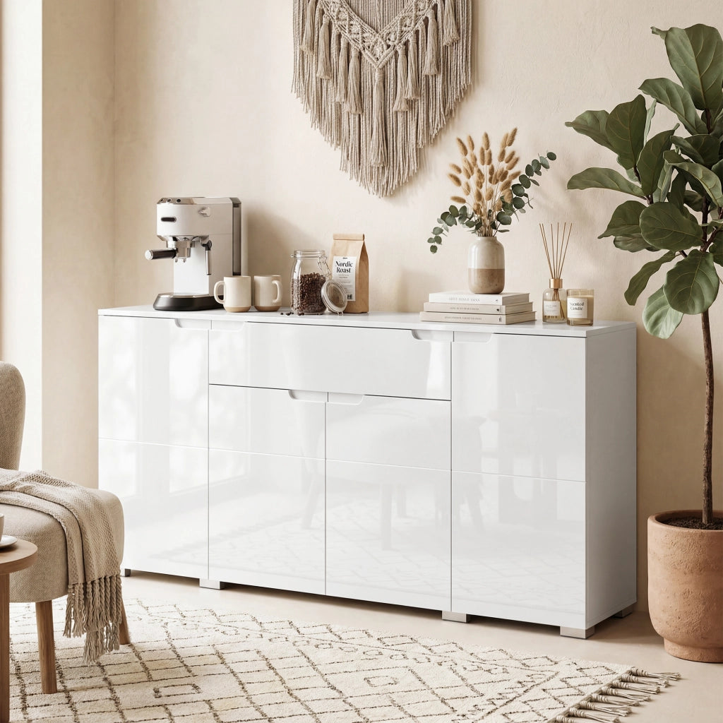Cassettiera moderna con 4 ante ¨C Zephmum ¨C Bianco, 80x40x86 cm