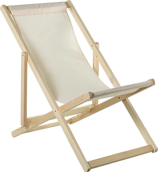Hangmat in legno pieghevole 4 posizioni con tessuto beige