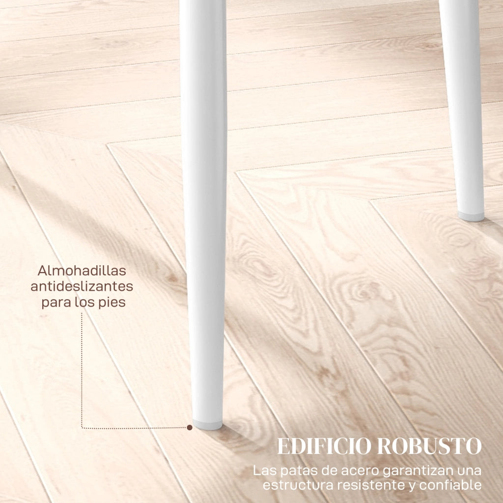Set di 6 Sedie da Pranzo Imbottite in Ecopelle con Schienale Alto e Gambe in Metallo 41x50x97 cm ¨C Minimal ¨C Bianco