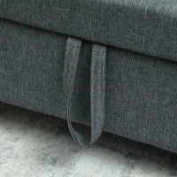 Divano 2 Posti con Spazio Portaoggetti e Cuscini, in Tessuto Effetto Lino e Legno, 135x72x84 cm, Grigio Carbone