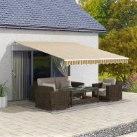 Tenda da Sole per Esterno Avvolgibile a Bracci con Apertura a Manovella, 350x250 cm, Giallo