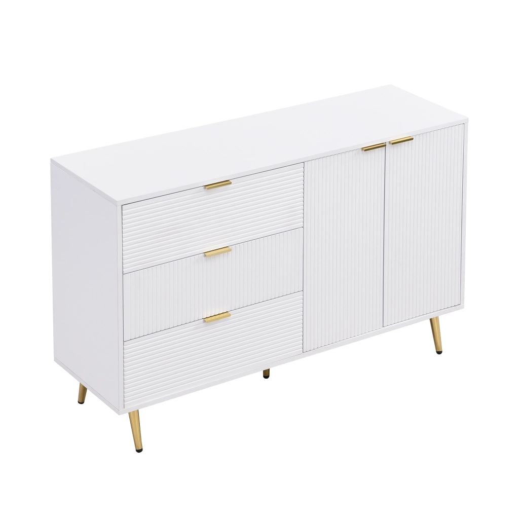 Credenza Soggiorno con Ante, Cassetti e Ripiani ¨C MINIMAL ¨C Legno, Gambe Dorate