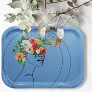 Piatti da tavola blu 37 x 28 cm in lamina - Prodotto in Francia - Design decorativo rettangolare - Piatti eleganti - Ideali per il tè