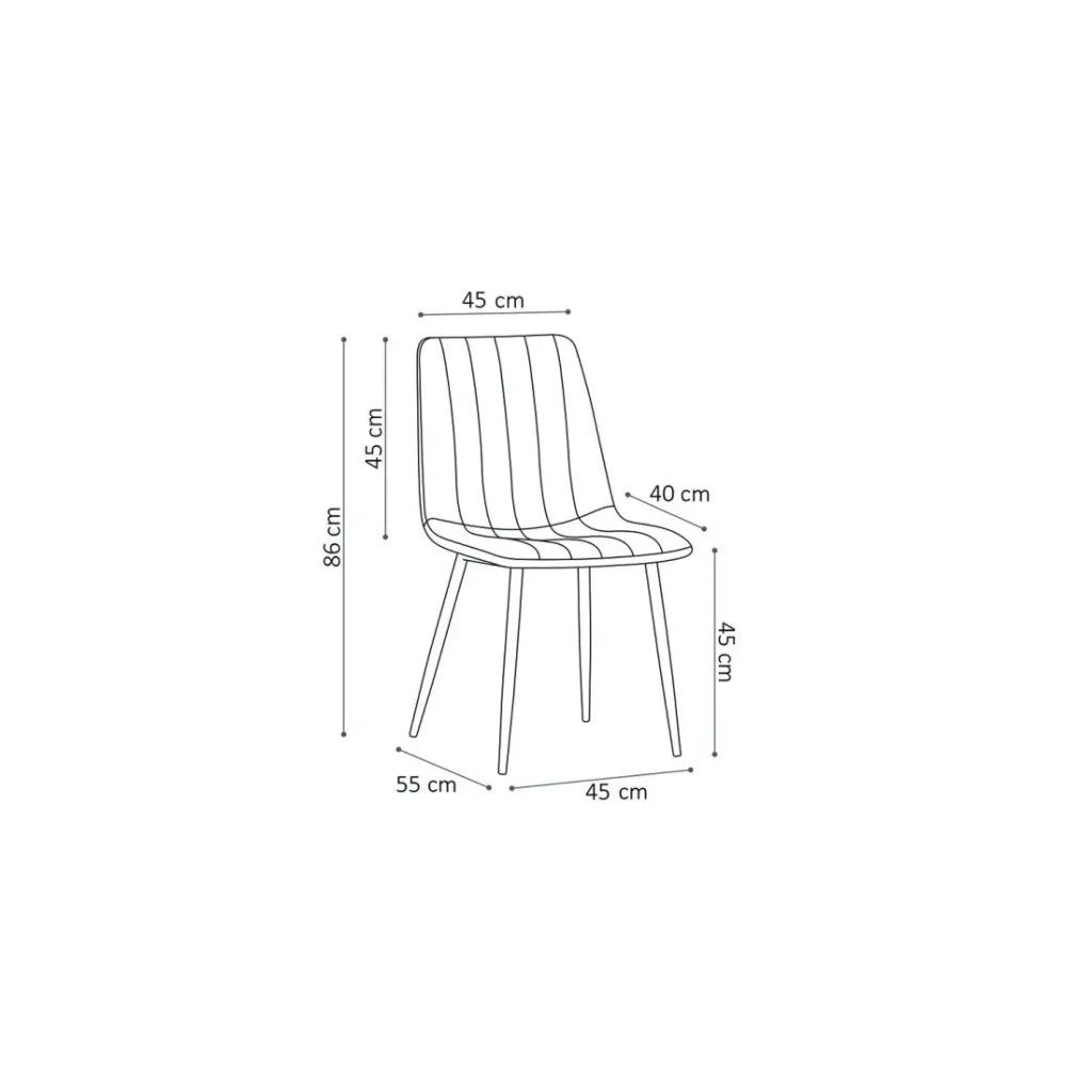 Sedia BRUCE – Velluto verde – Piedi in metallo nero – H86 x L45 x P55 cm