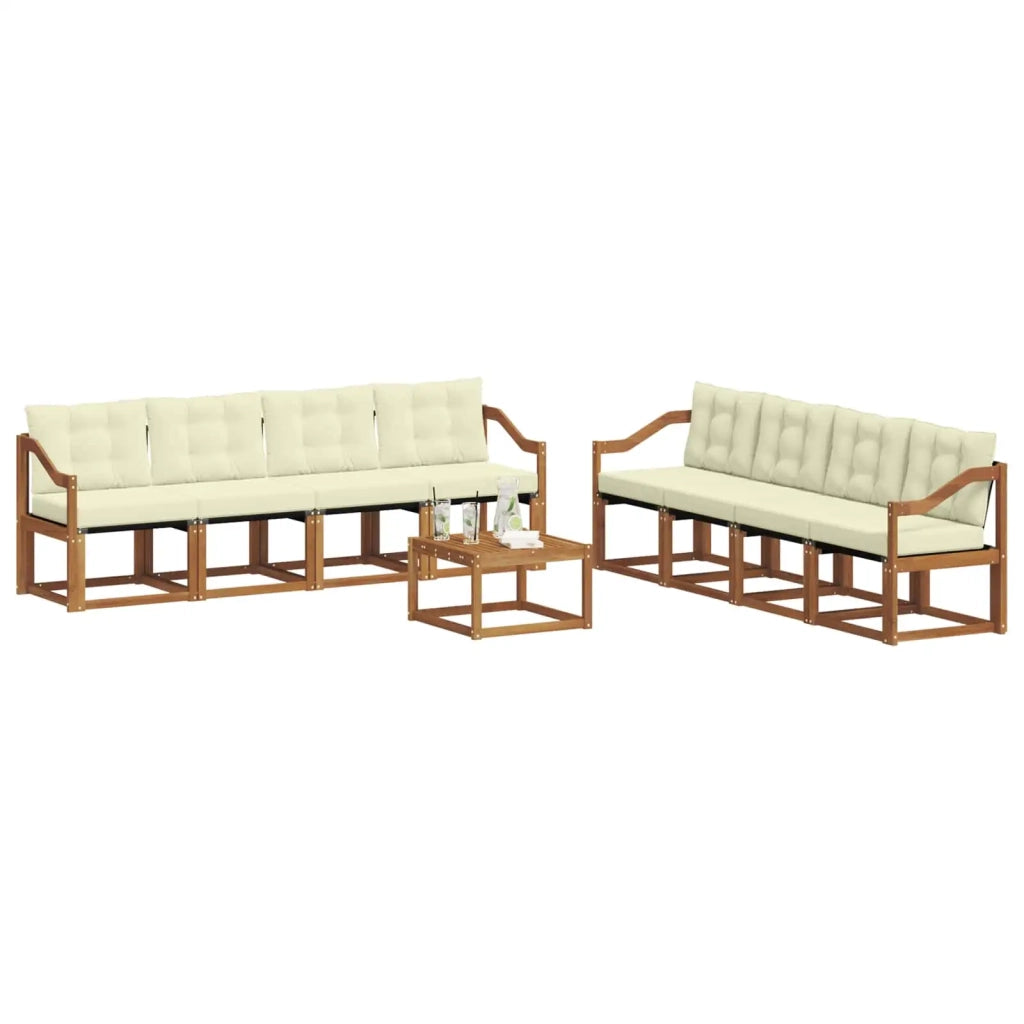 Set di divani da esterno con cuscino 9 pcs Naturale e Crema 3368529