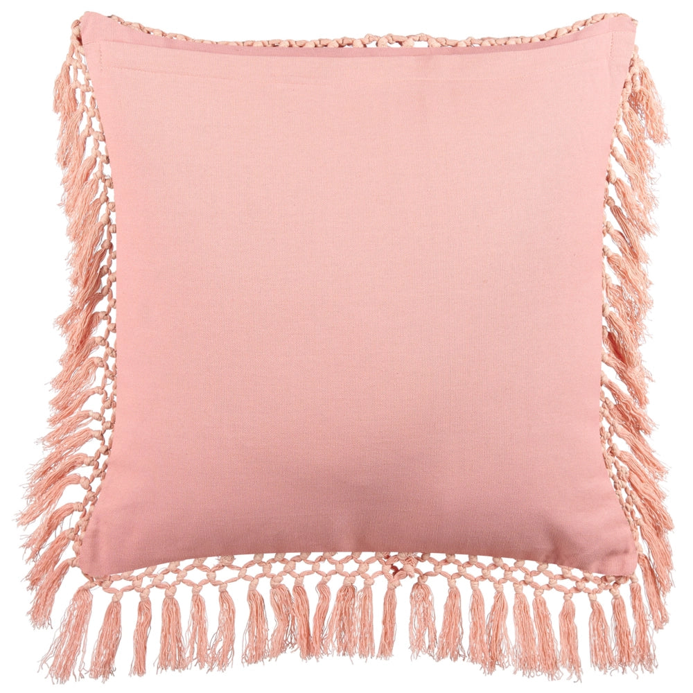 Cuscino decorativo blu rosa velluto 45 x 45 cm velluto motivo fiore frange moderno glamour decor