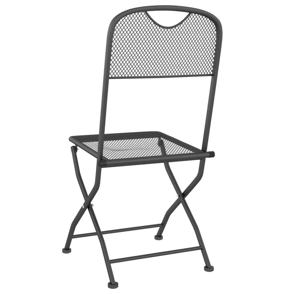 Sedie Giardino Pieghevoli 4 pz-Sedia da esterno Rete Metallica Espansa Antracite