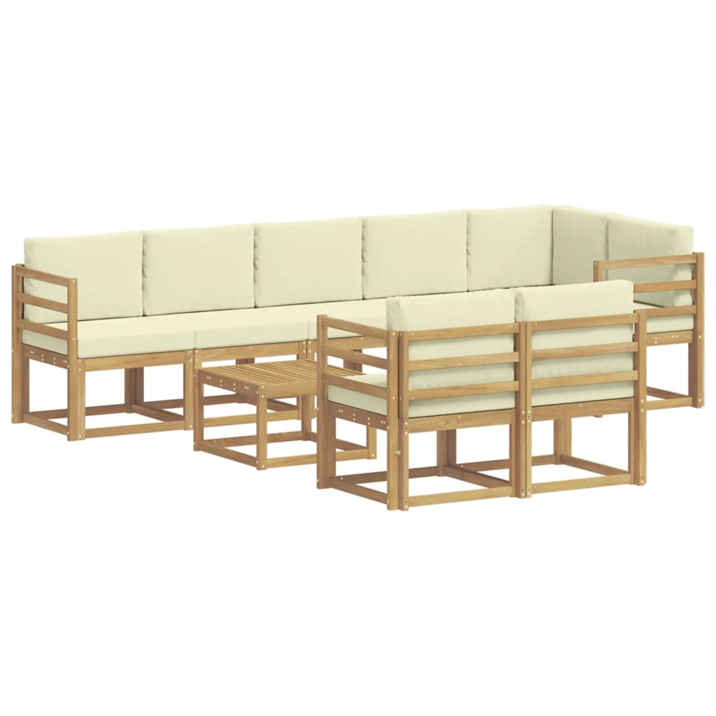 Set di divani da esterno 9 pz Bianco e Crema Poliestere 3387824
