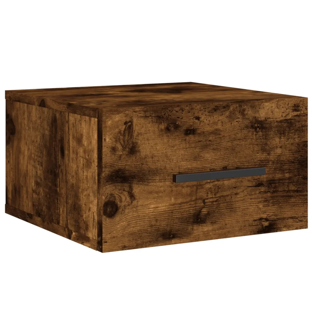 Set di 2 Comodini | Armadio da Notte | Mobiletto da notte a Muro Rovere Fumo 35x35x20 cm