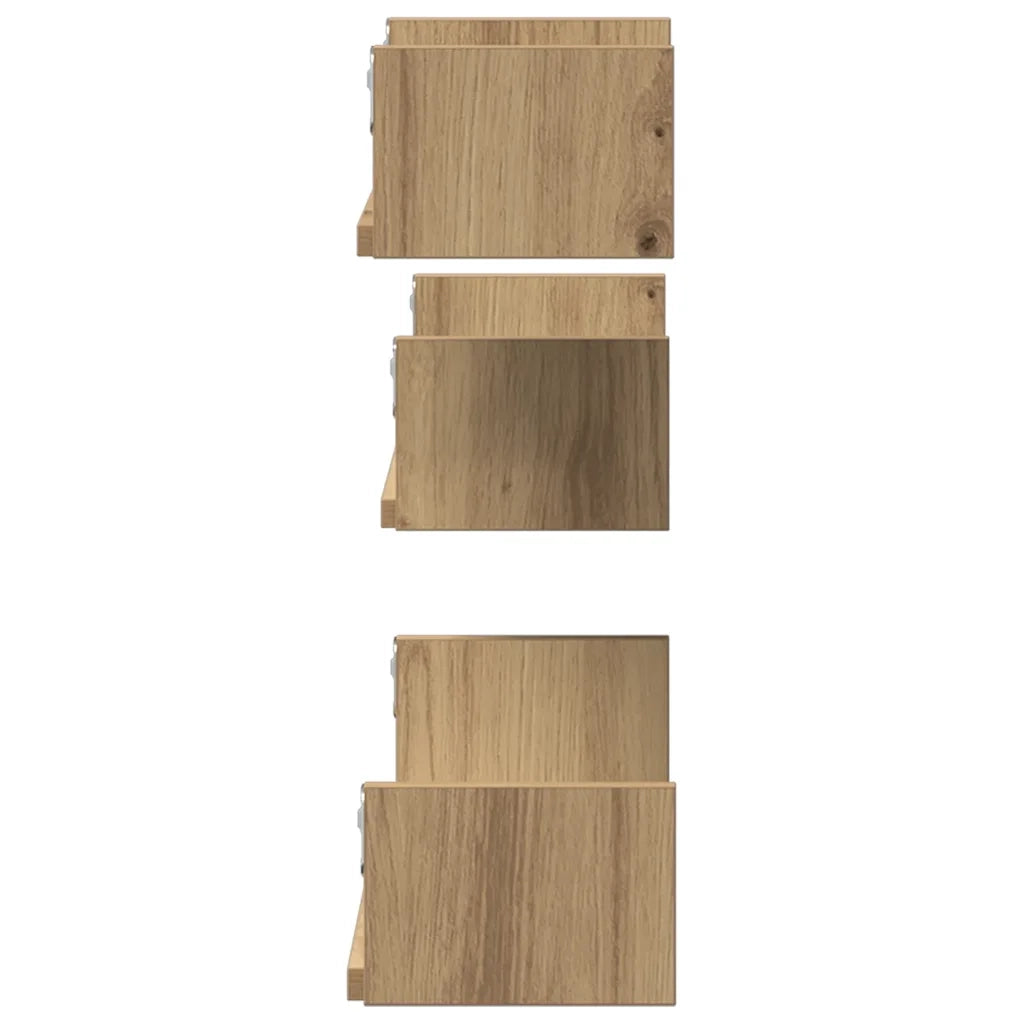 Mensole Parete 3pz Rovere Artigianale in Legno Multistrato 855793
