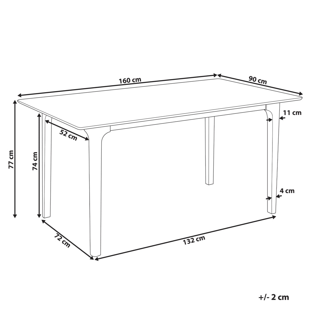 Tavolo da pranzo 160 x 90 cm Piano impiallacciato in frassino scuro Tavolo da cucina di design moderno