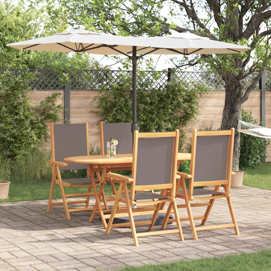 Set da Pranzo da Giardino in Legno di Acacia Anthracite 5 Pezzi