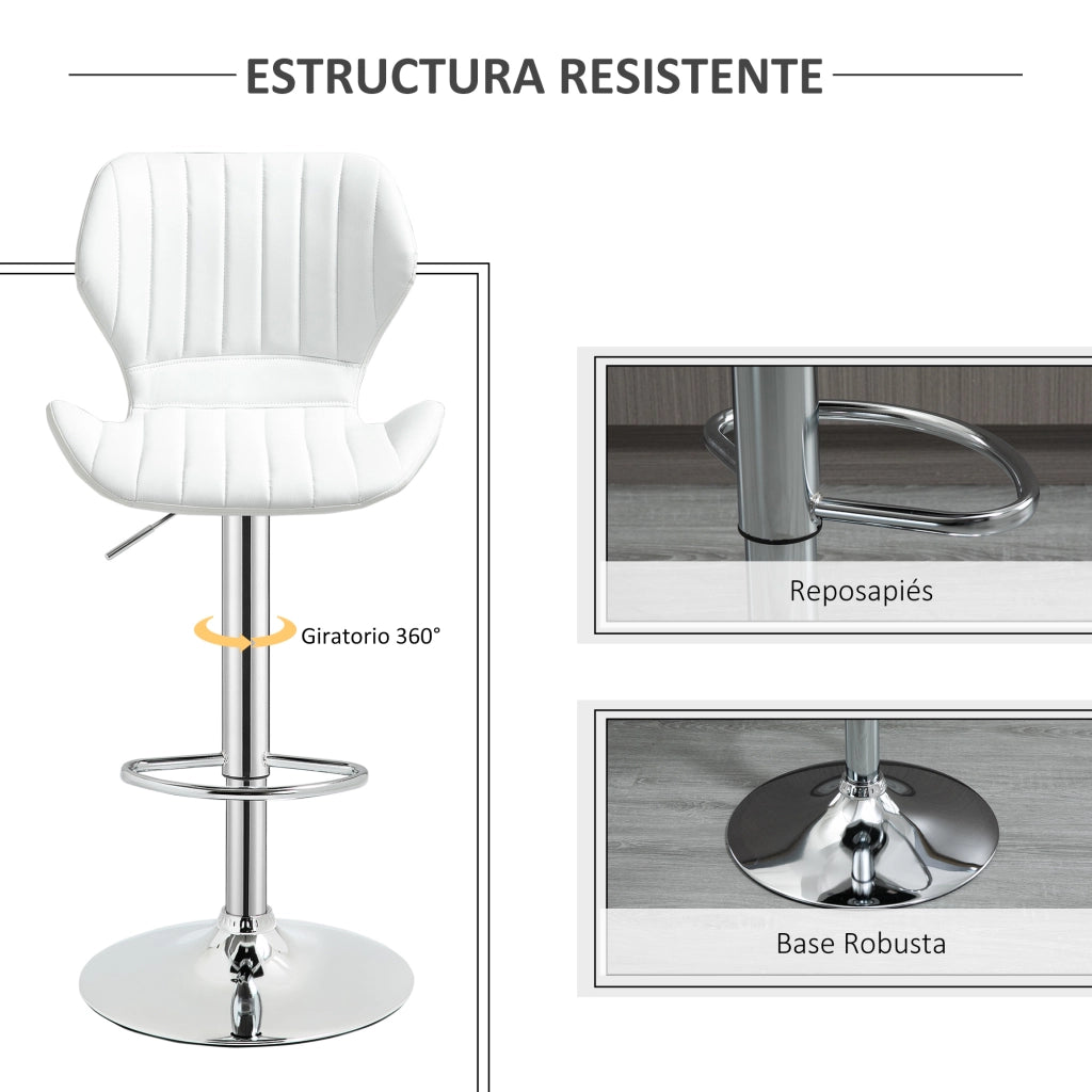 Sgabelli da Cucina Altos con Schienale e Struttura in Metallo ¨C Zephmum ¨C Bianco 47x51,5x92-114 cm