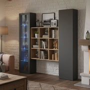 Madia Firmino, Credenza 14 Ripiani Made in Italy, 30x40x180h cm Nero Antracite