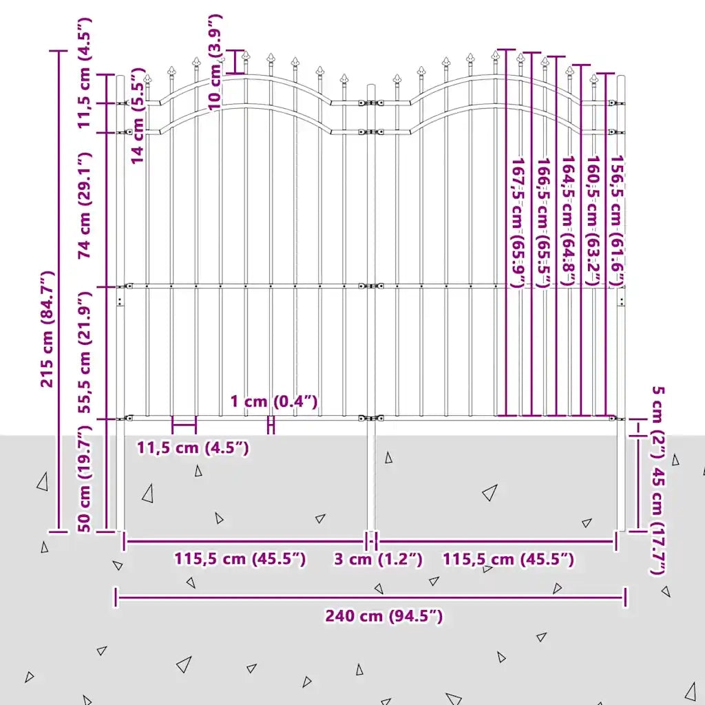 vidaXL Recinzione per Giardino Bianco 215 cm