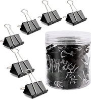 Set di Clip di Ritorno a 100 pezzi - 25mm Clip di Binder Nera per Ufficio e Scuola