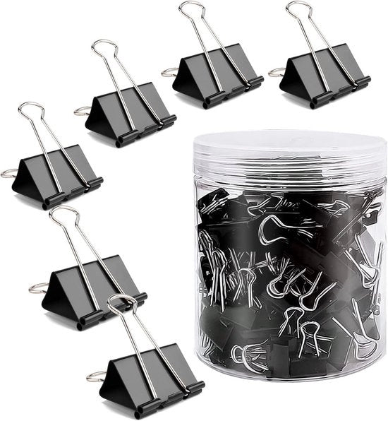 Set di Clip di Ritorno a 100 pezzi - 25mm Clip di Binder Nera per Ufficio e Scuola