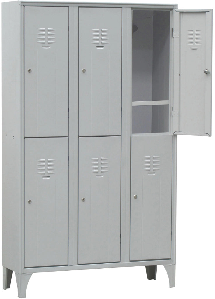 Armadio metallico a 6 posti con piano portascarpe cm. 105x50x180h