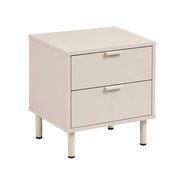 Comodino decorativo in legno e metallo 2 cassetti, beige