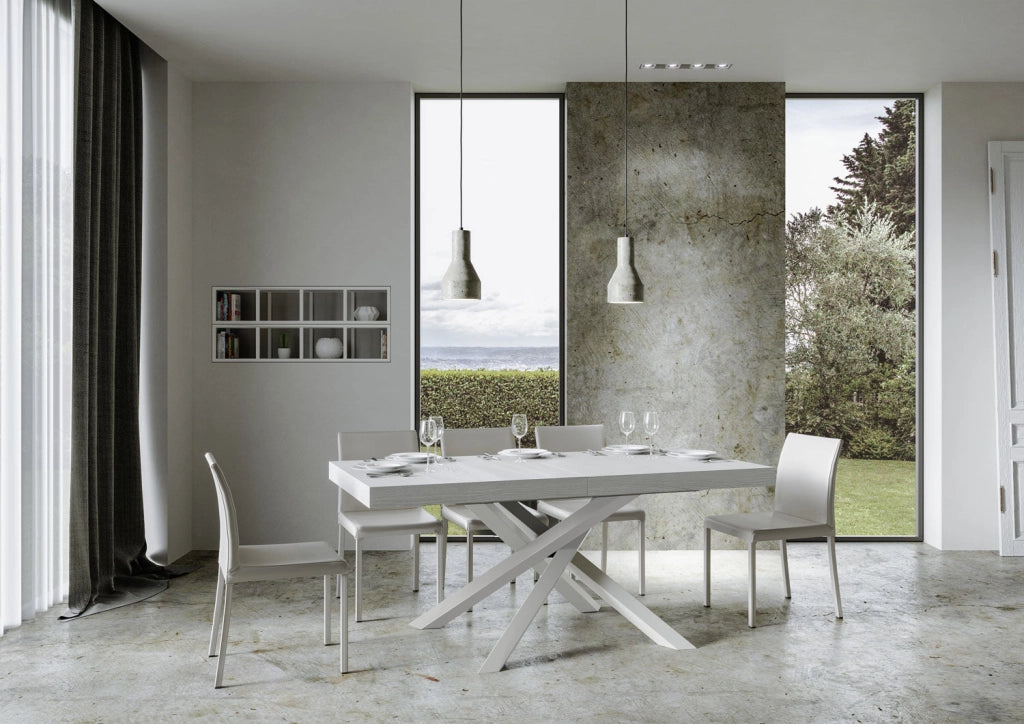 Tavolo Allungabile 200-304x90x77 cm Volantis Bianco Frassino Telaio Bianco