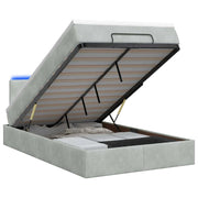 Letto Ottomano con Materasso e LED Grigio Chiaro 120 x 190 cm 3458289