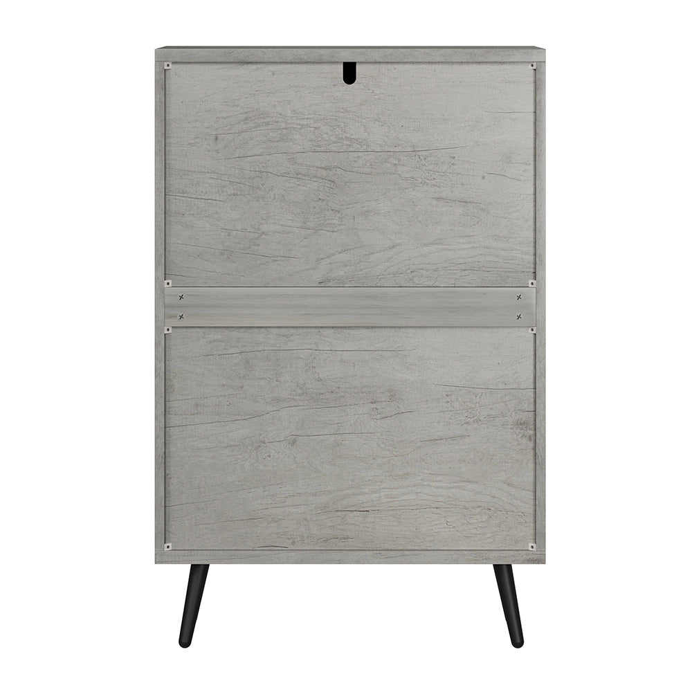 Scarpiera Nascosta 60cm - Xylo - Design a Coste Grigio con 2 Cassetti Ribaltabili